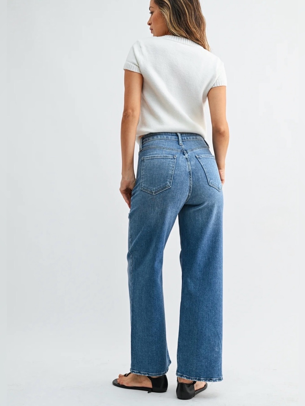 Just Black Denim The Patch Pocket Wide Leg Jeans - Size 28 - Picture 2 of 7